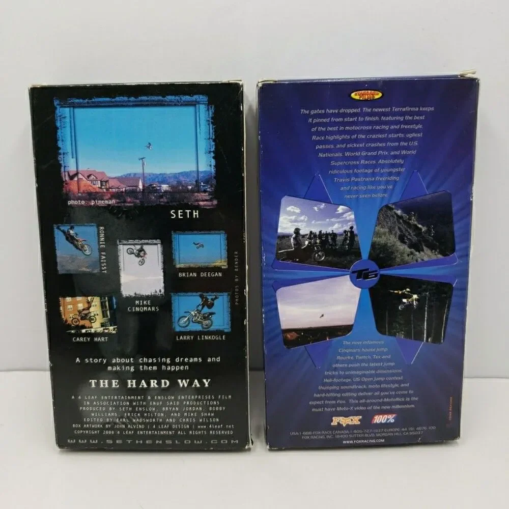 Fox Racing VHS Lot Terrafirma 6 and Seth The Hard Way Motocross Videos